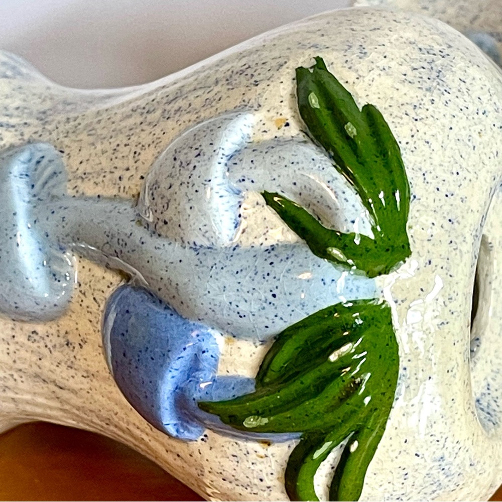 Blue Mushroom Ceramic Salt & Pepper Shakers 1970s - Picture 9 of 14